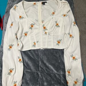 Floral Embroidered Women's Top